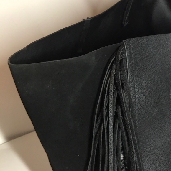 Victoria's Secret Fringe Tote Bag Faux Leather Blk - Picture 3 of 4